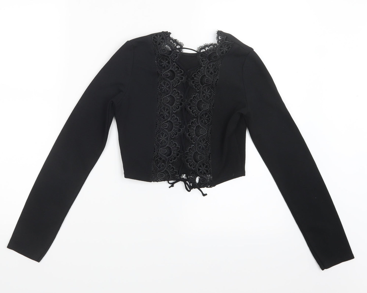 PRETTYLITTLETHING Womens Black   Cropped T-Shirt Size 6