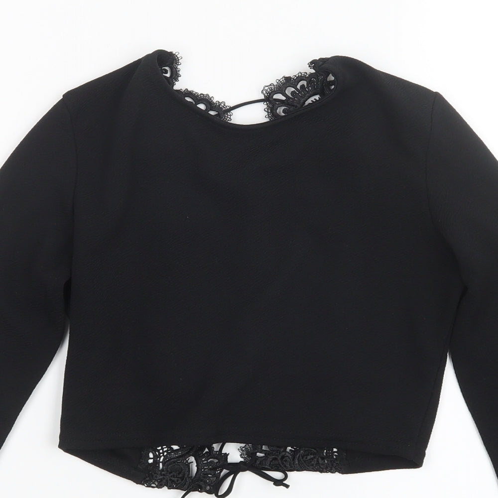 PRETTYLITTLETHING Womens Black   Cropped T-Shirt Size 6
