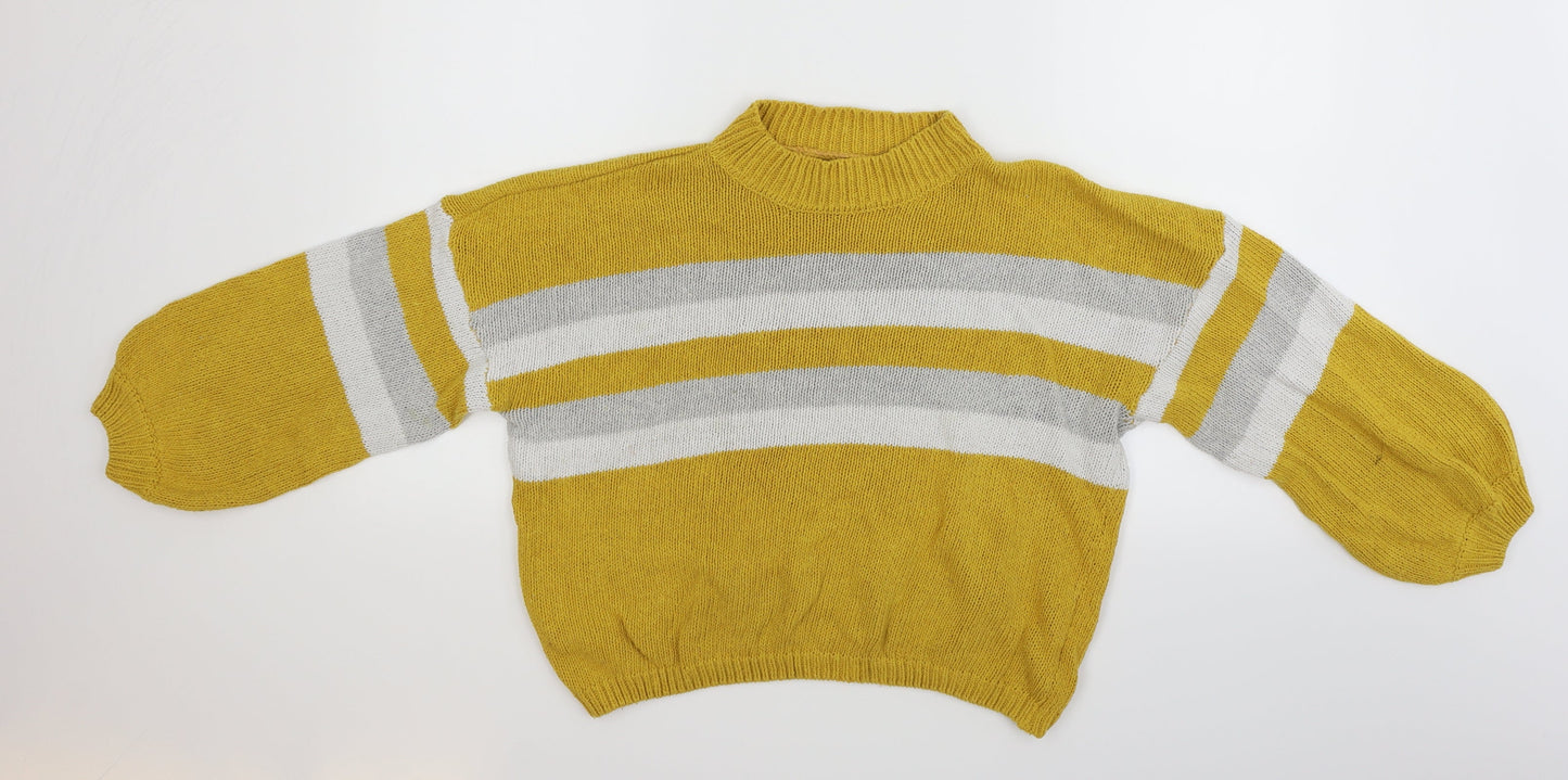 Zaful Womens Yellow Striped  Pullover Jumper One Size