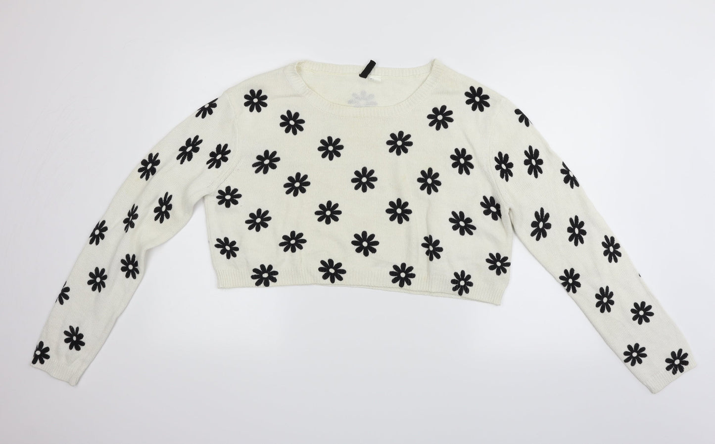 Divided Womens Beige Geometric  Pullover Jumper Size L