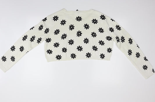 Divided Womens Beige Geometric  Pullover Jumper Size L