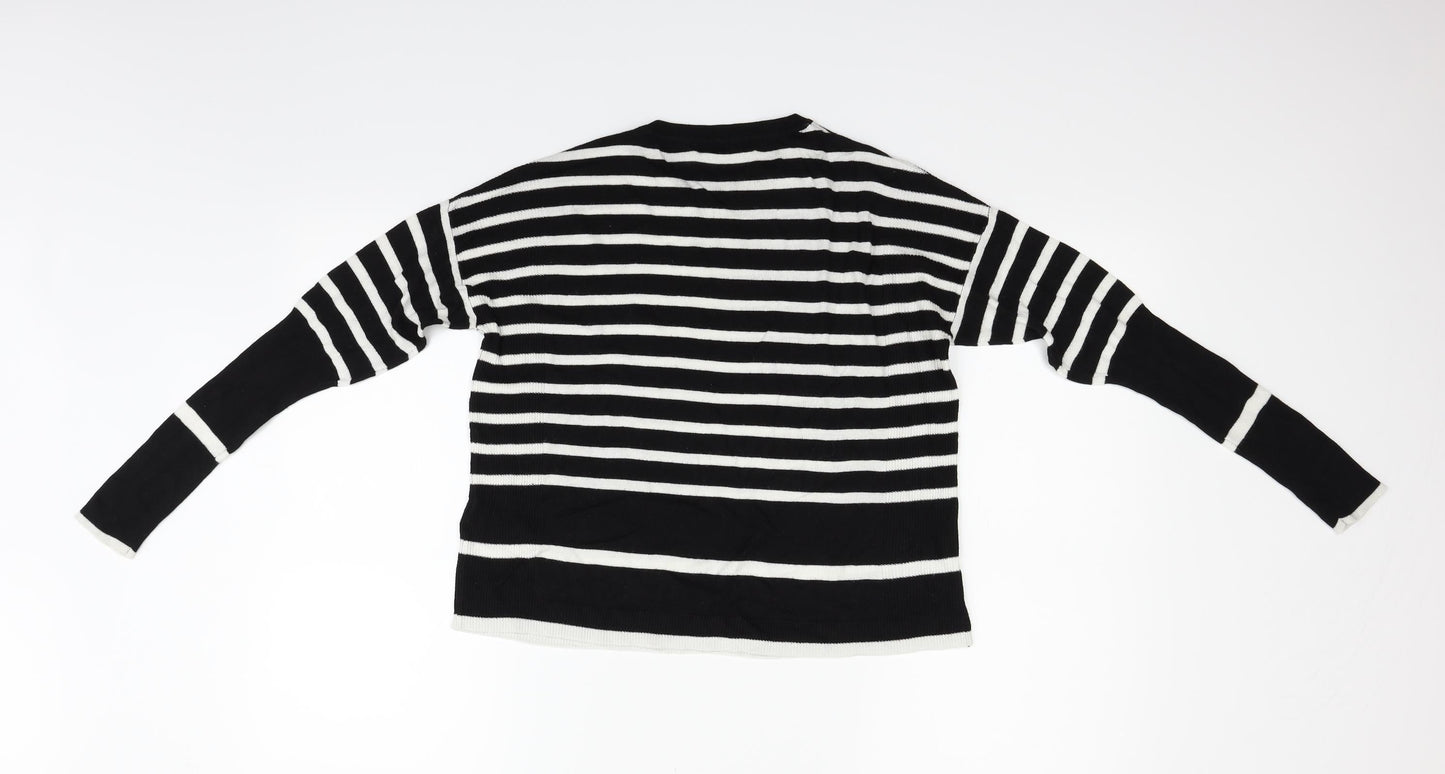Marks and Spencer Womens Black Striped  Pullover Jumper Size 10