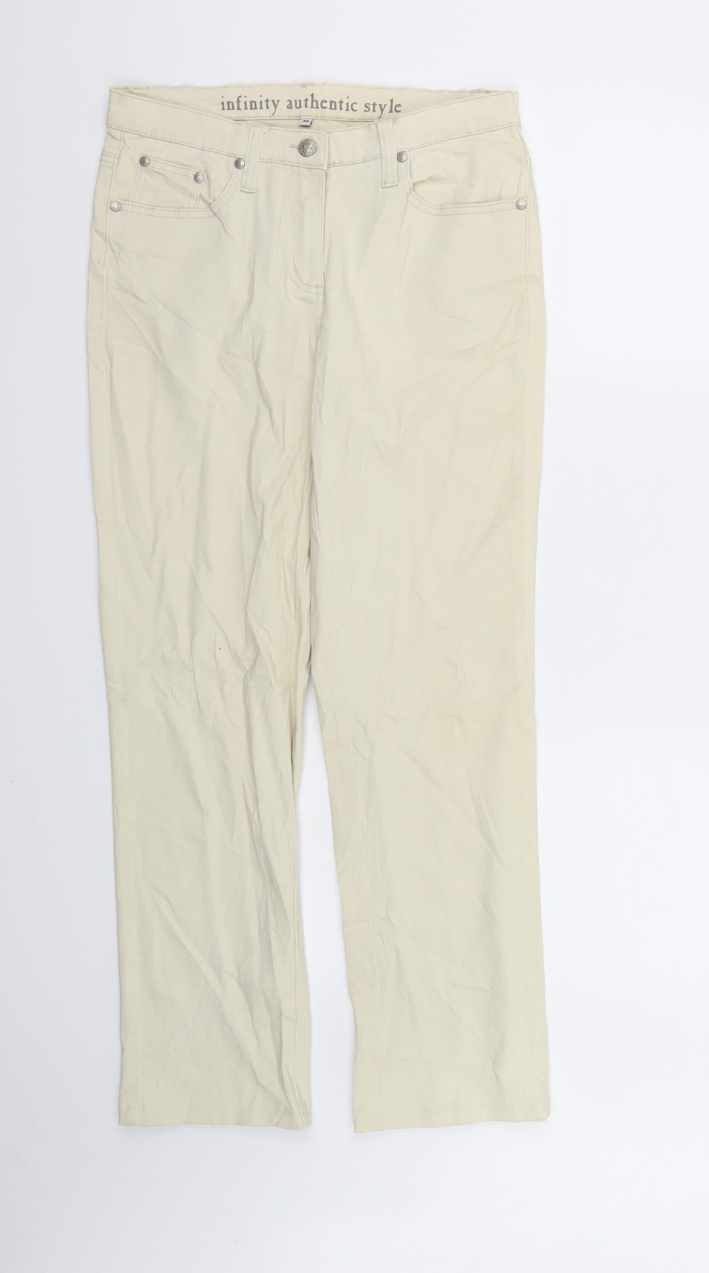 Preworn Womens Beige  Denim Straight Jeans Size 8 L29 in