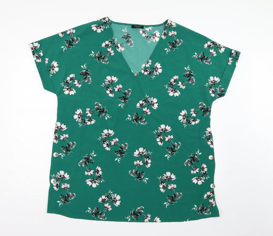 JD Williams Womens Green Floral Chiffon Basic Blouse Size 18