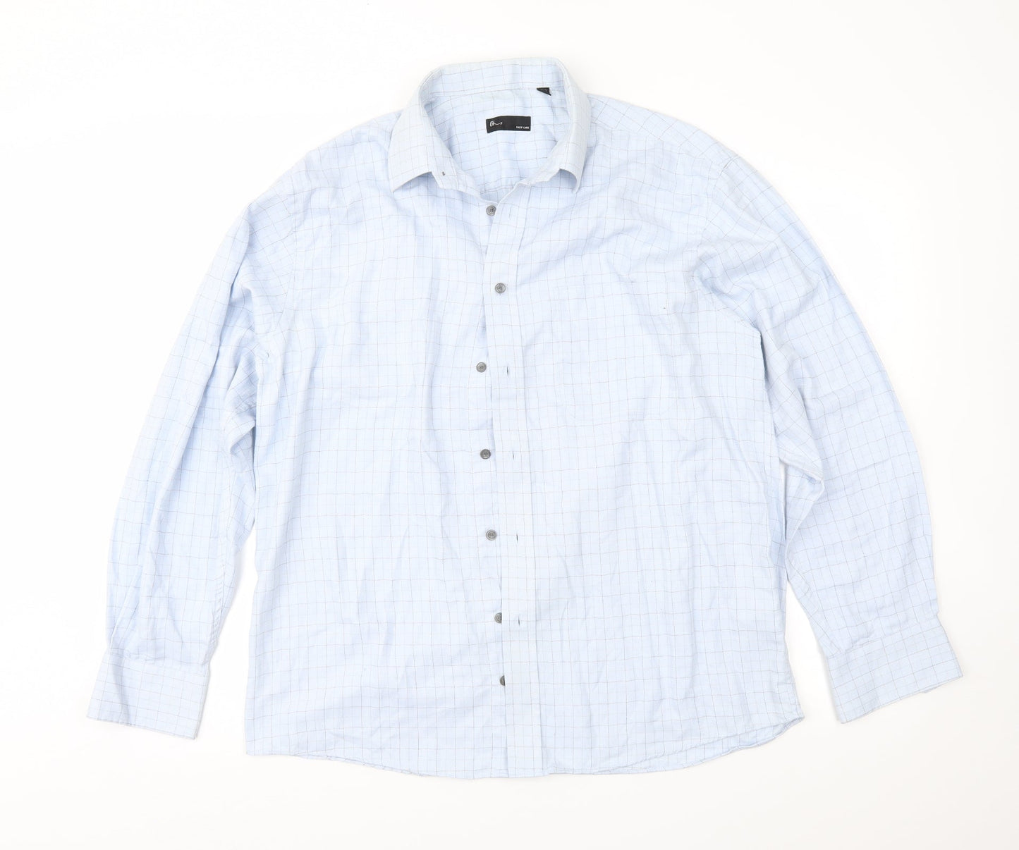 BHS Mens Blue Check   Button-Up Size 15.5