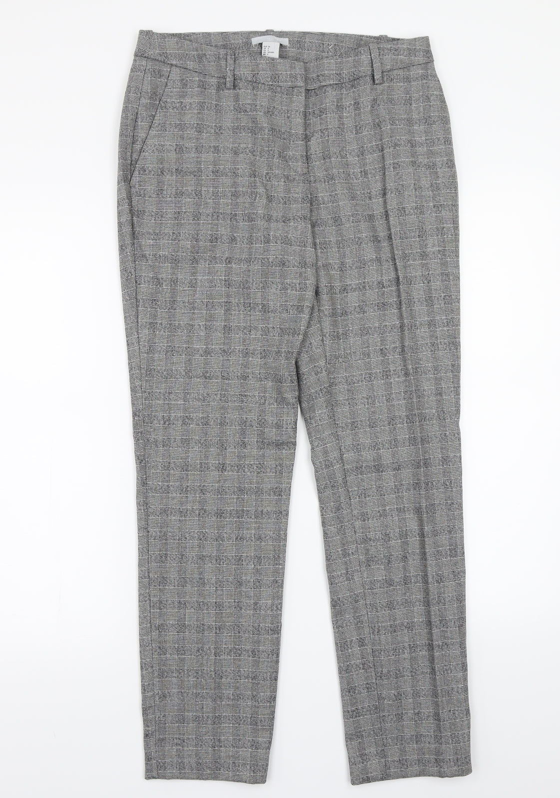H&M Womens Grey Check  Trousers  Size 6 L26 in