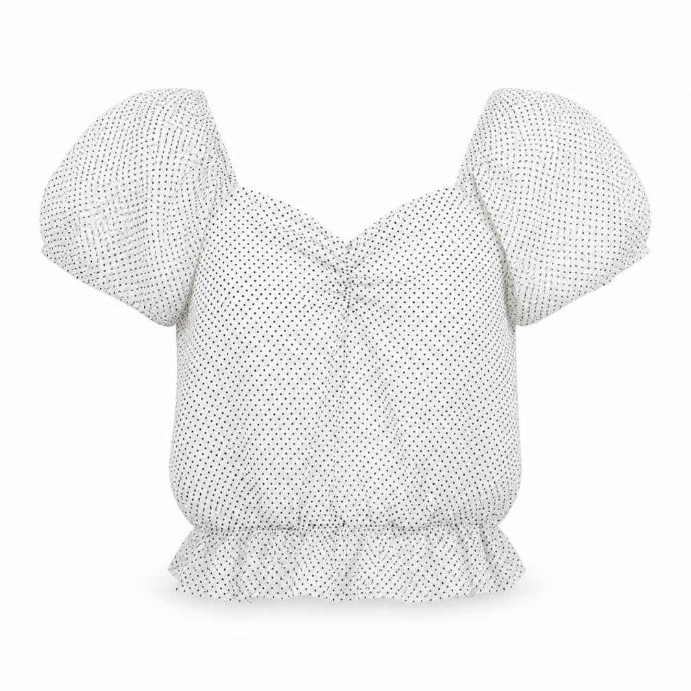 Primark Girls White Polka Dot  Basic T-Shirt Size S