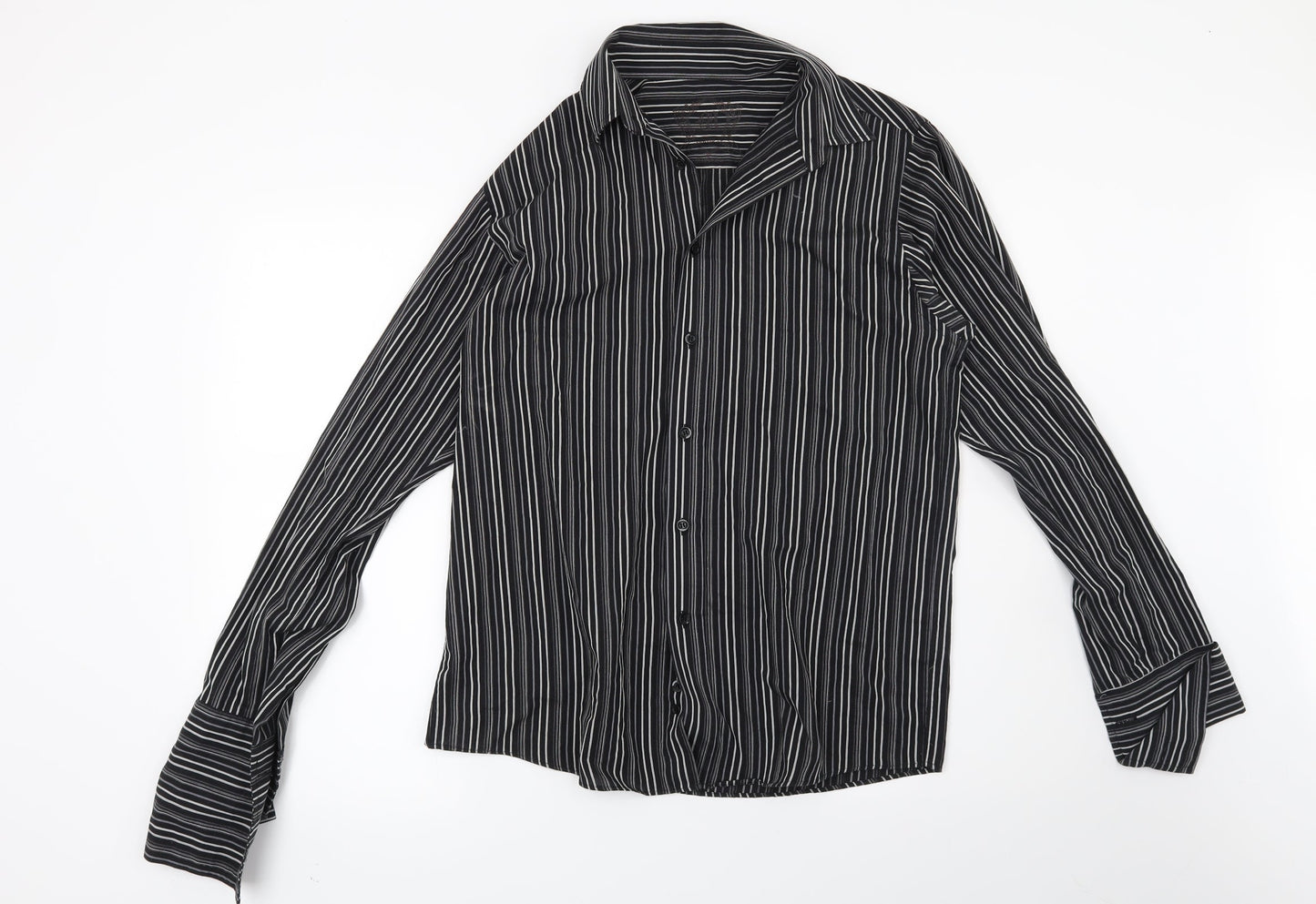 Cedar Wood State Mens Black Striped   Button-Up Size M