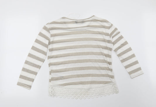 Dorothy Perkins Womens White Striped  Pullover Jumper Size 12