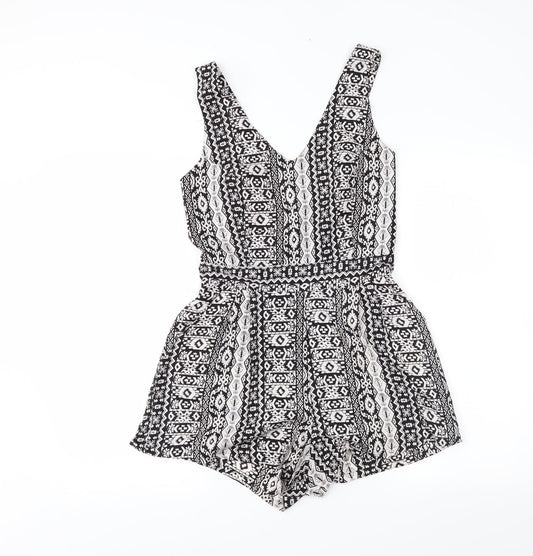 M&S Womens White Fair Isle  Playsuit One-Piece Size S L3 in