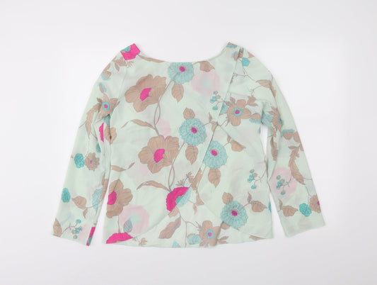 Papaya Womens Green Floral  Wrap Blouse Size 10
