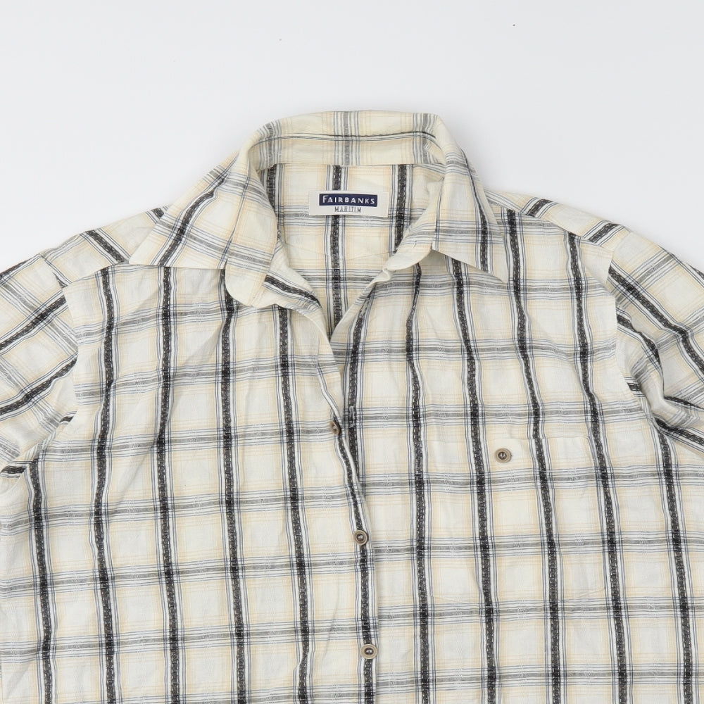 fairbanks Mens Ivory Plaid   Button-Up Size M