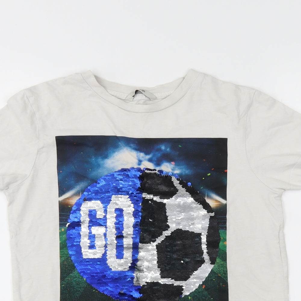 George Boys White   Basic T-Shirt Size 9-10 Years  - Reversible sequins
