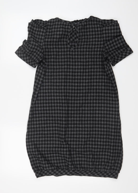 Preworn Womens Black Check  A-Line  Size 8