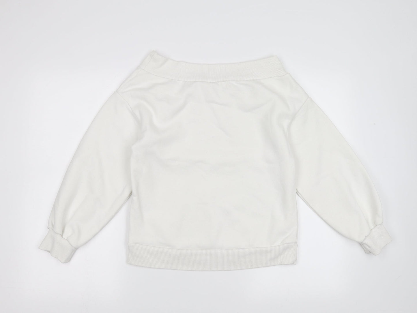 H&M Womens White   Pullover Sweatshirt Size S