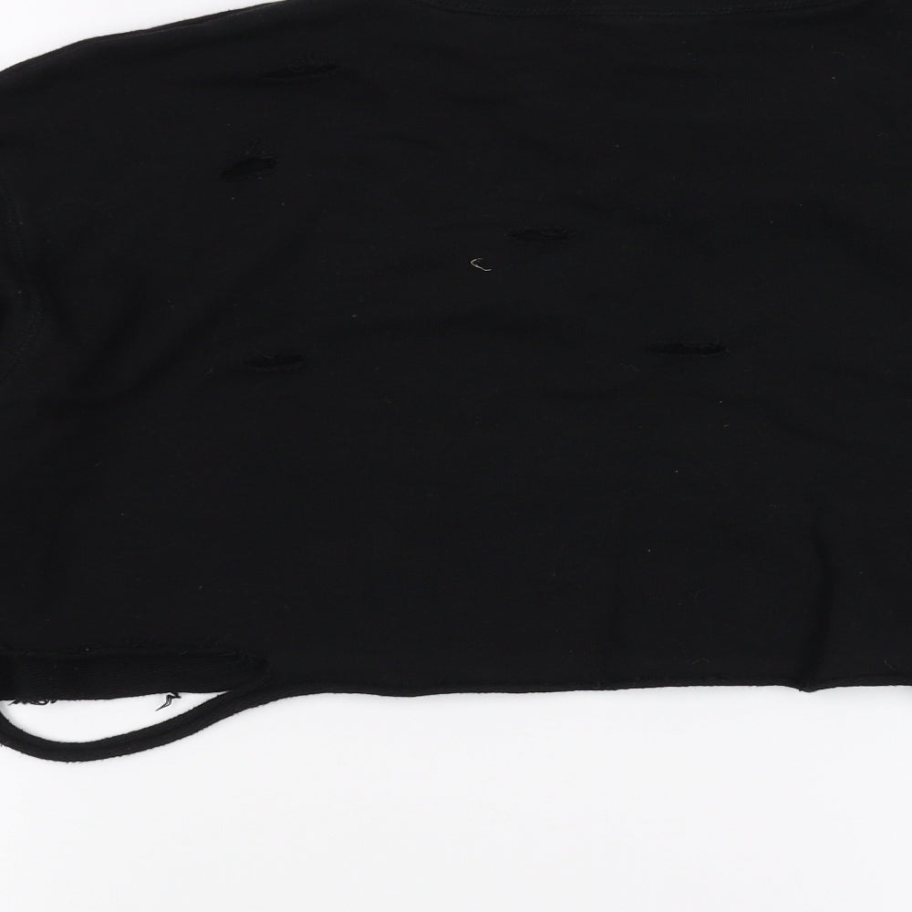 FOREVER 21 Womens Black   Pullover Sweatshirt Size M  - cropped distressed