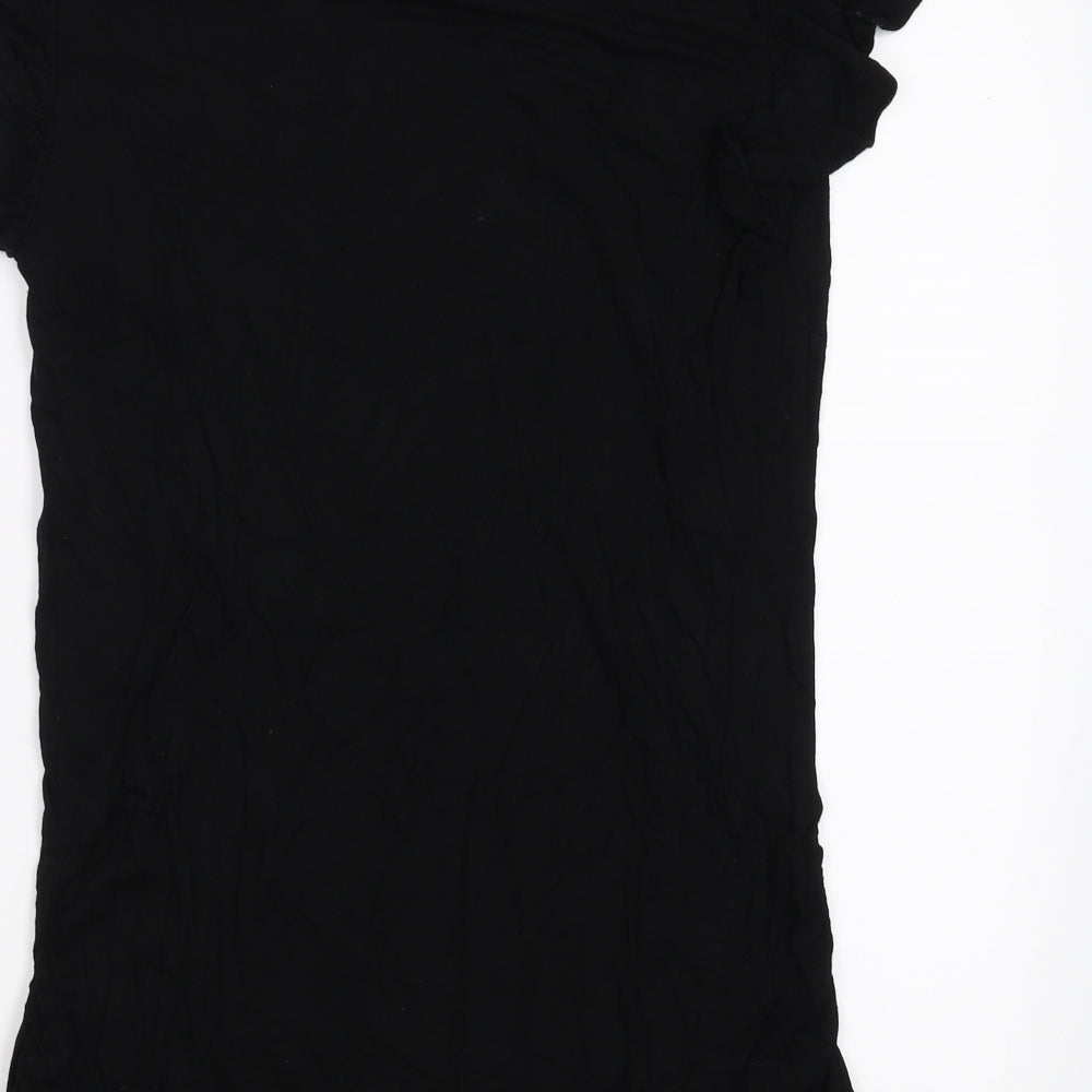 Yessica Womens Black   Basic Blouse Size L  - beaded shoulder
