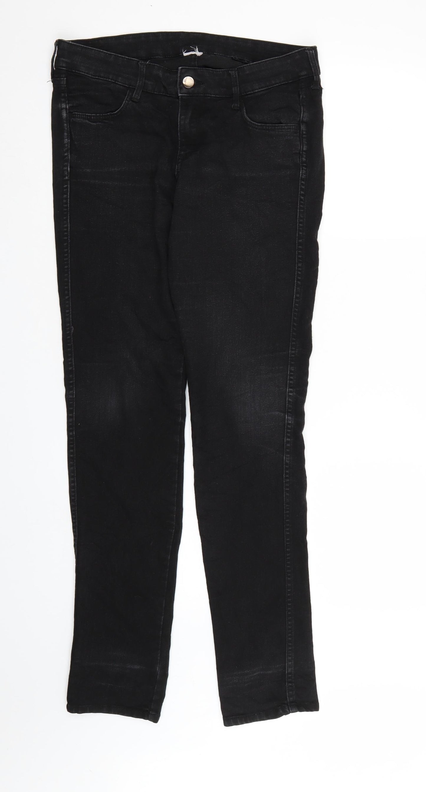 Preworn Womens Black  Denim Straight Jeans Size 32 in L32 in