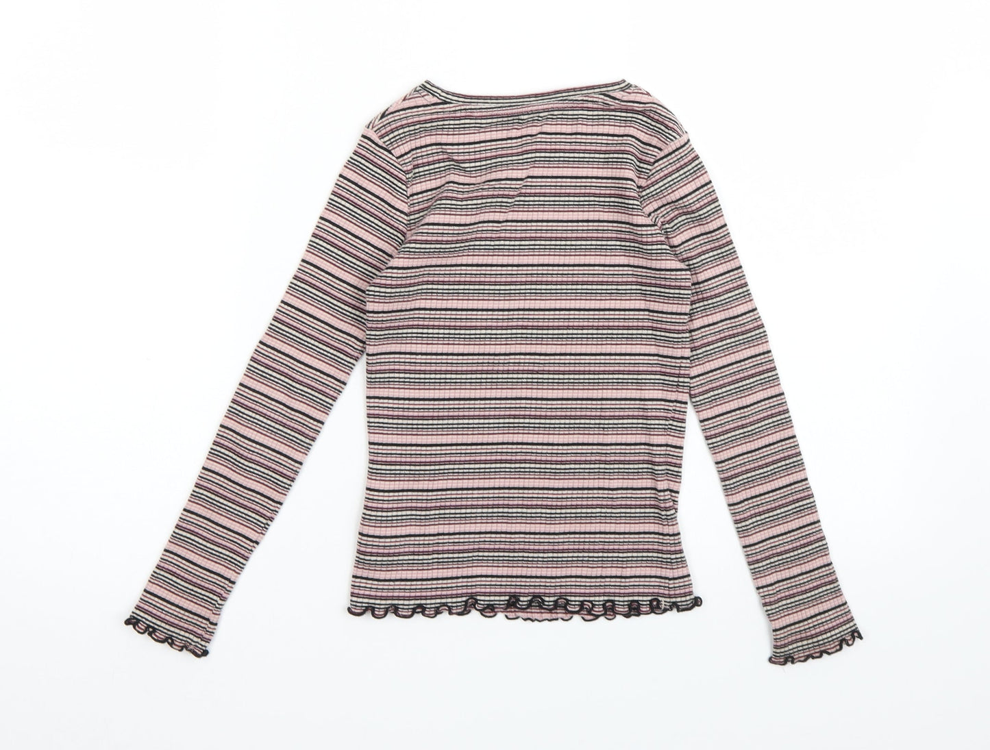 NEXT Girls Pink Striped  Basic T-Shirt Size 7 Years