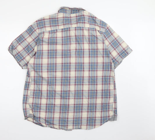 Boston crew Womens Blue Check  Basic Button-Up Size XL