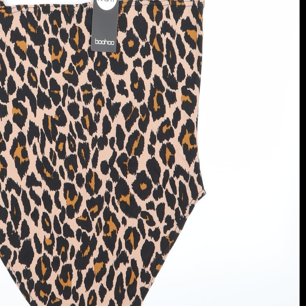 Boohoo Womens Multicoloured Animal Print  Bodysuit One-Piece Size 14