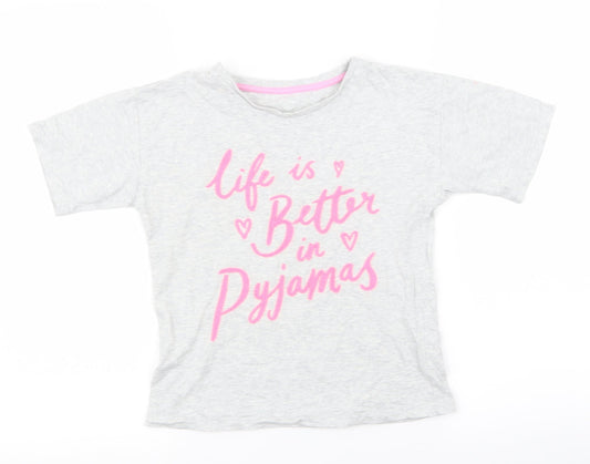 Asda George Girls Grey   Top Pyjama Top Size 7-8 Years