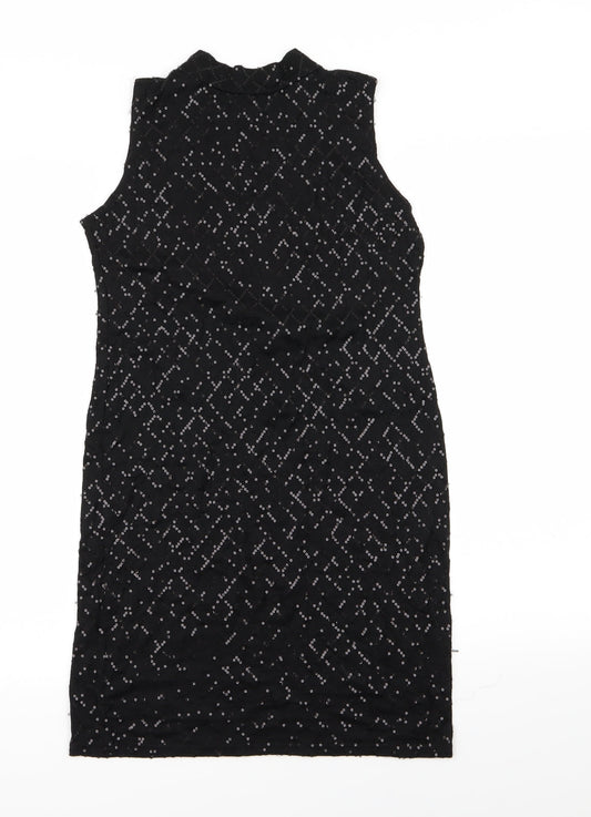 Preworn Womens Black   Pencil Dress  Size 12  - Sequins all over