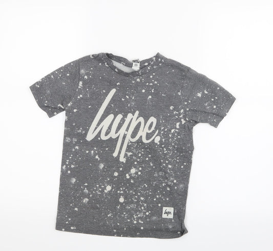 Hype Boys Grey Geometric  Basic T-Shirt Size 9-10 Years