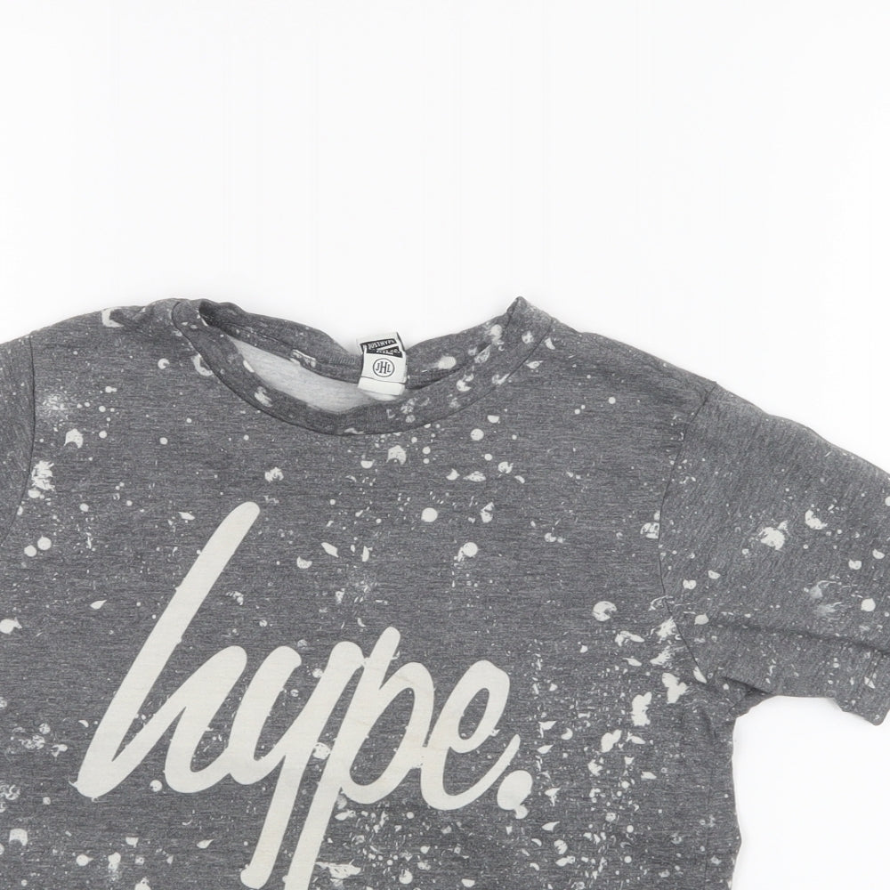 Hype Boys Grey Geometric  Basic T-Shirt Size 9-10 Years