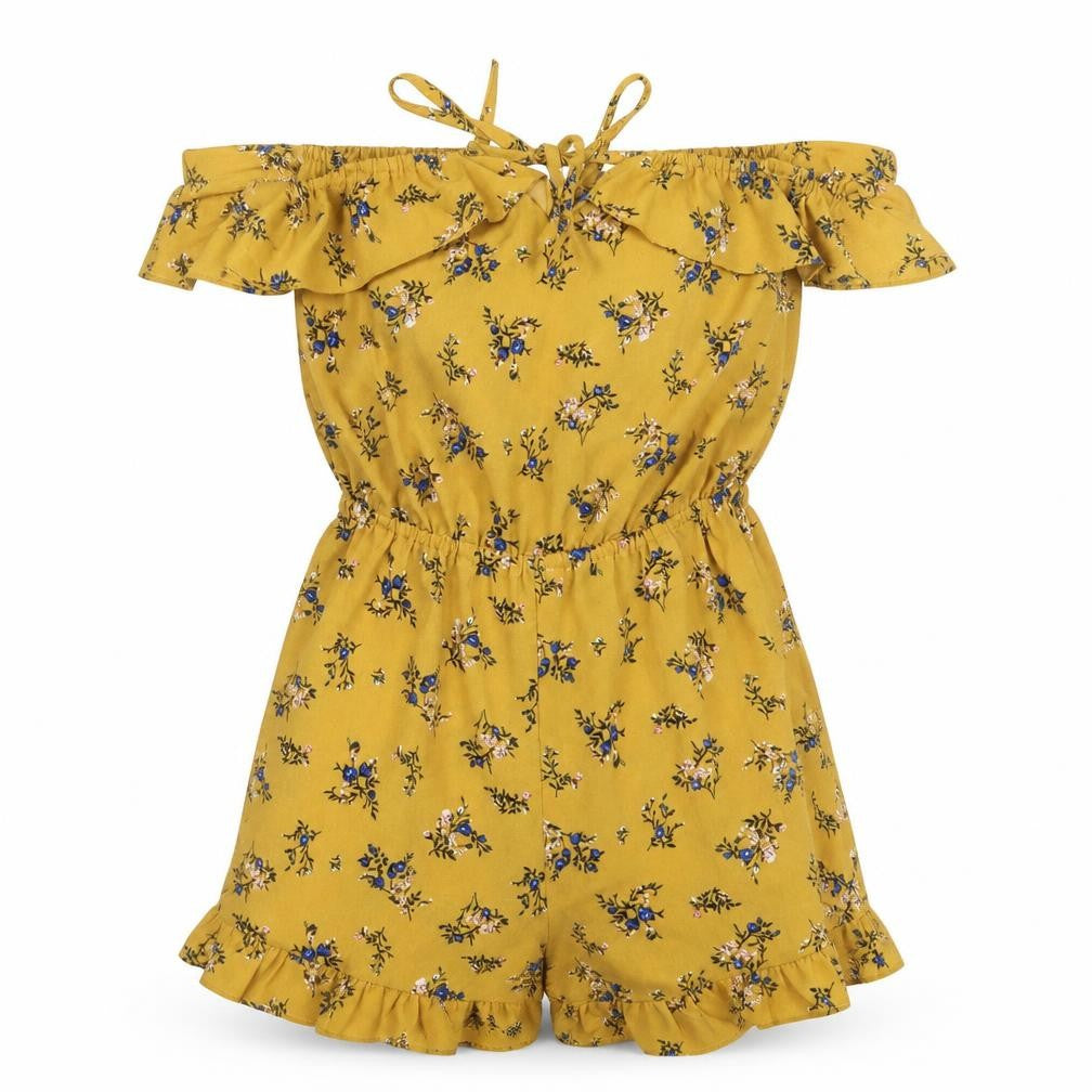 Womens Yellow Floral  Playsuit One-Piece Size S L5 in