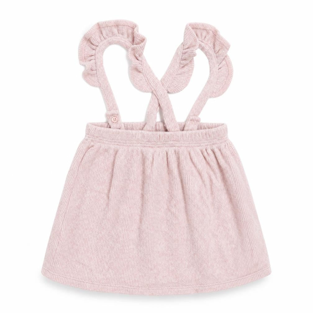 Front view of George girls’ pink pinafore/dungaree dress, size 12-18, months