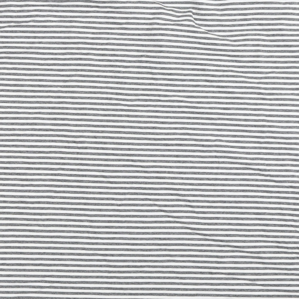 Riklo Womens Grey Striped  Basic T-Shirt Size M