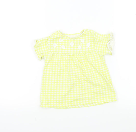 Nutmeg Girls Yellow Check  Basic T-Shirt Size 18-24 Months  - Frill Sleeves