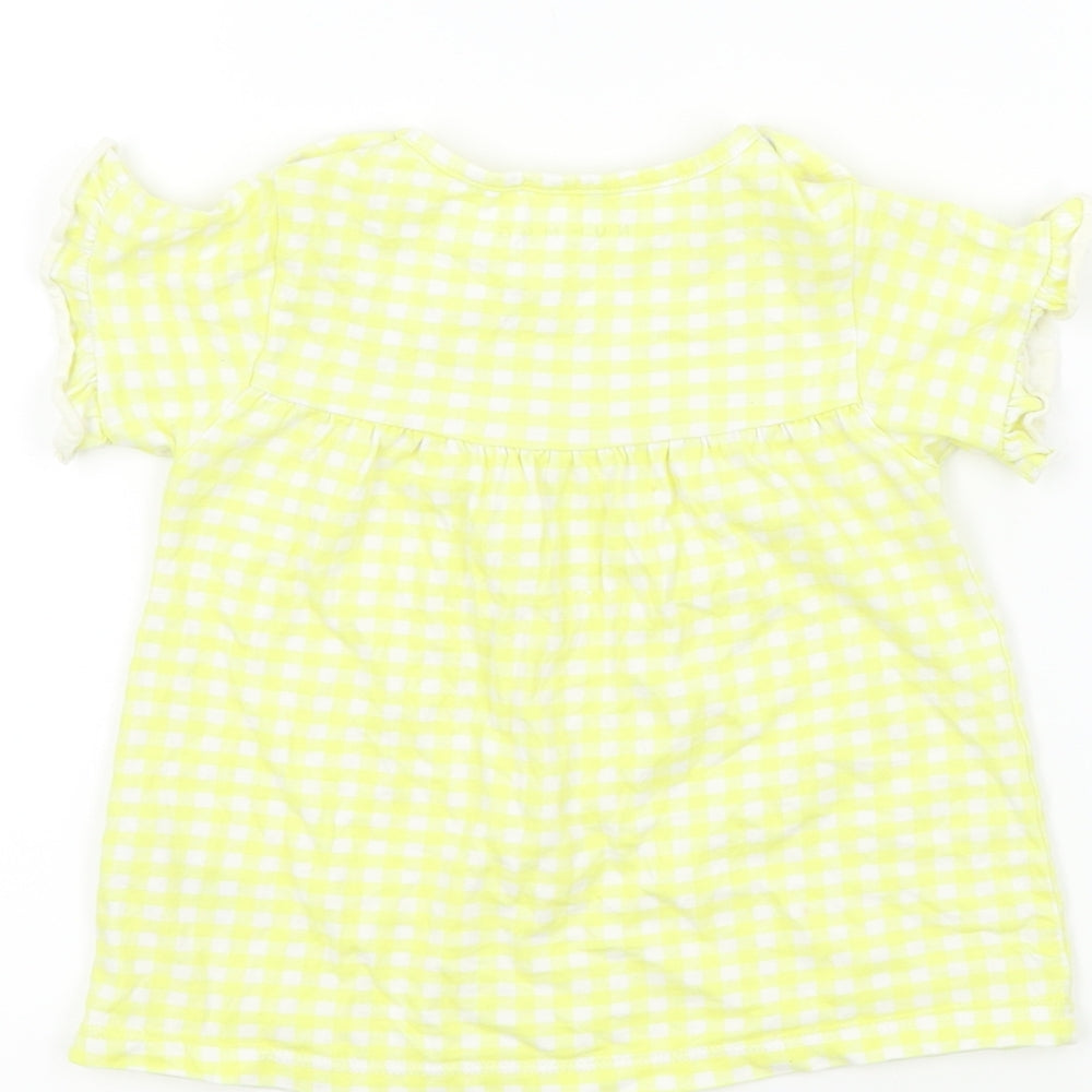 Nutmeg Girls Yellow Check  Basic T-Shirt Size 18-24 Months  - Frill Sleeves