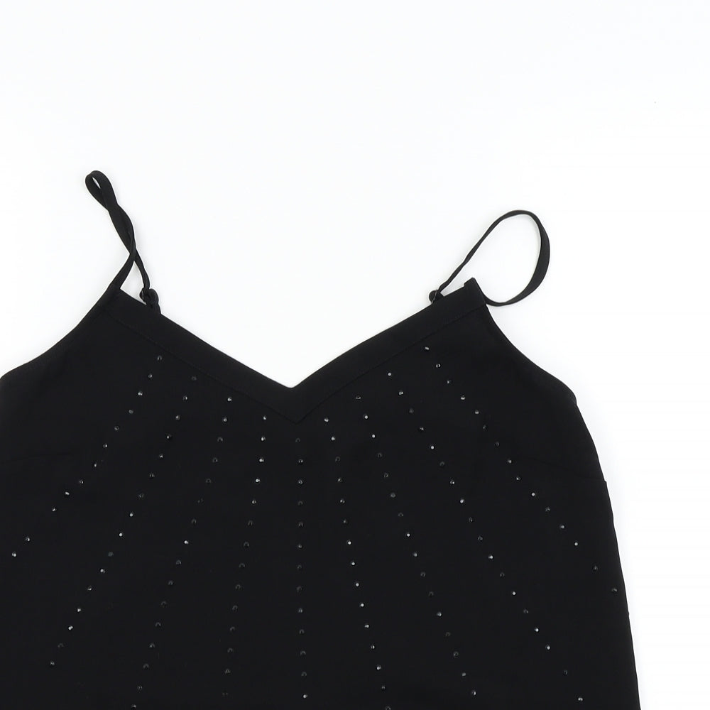 NEXT Womens Black Colourblock  Basic T-Shirt Size 10  - STRAPS