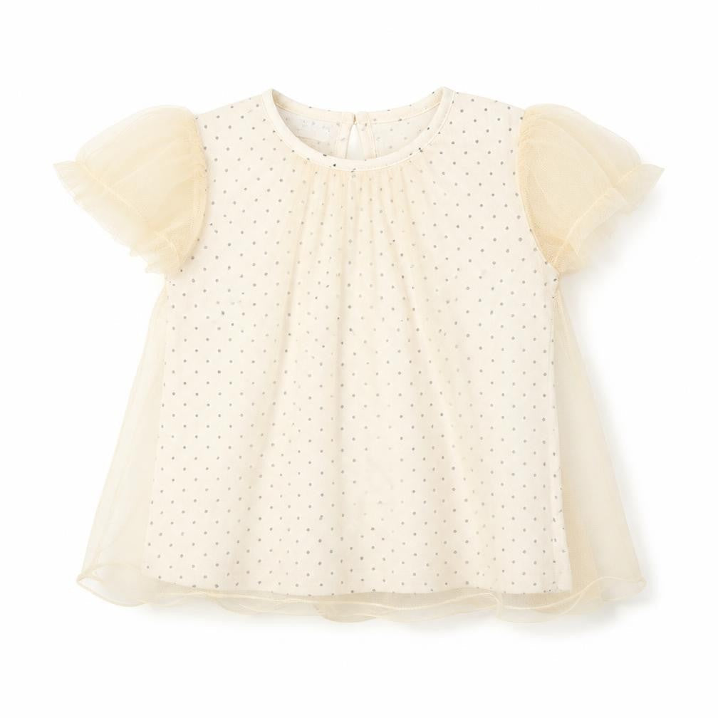 Zara Girls Beige Spotted  Basic Blouse Size 12-18 Months  - LACE TOP