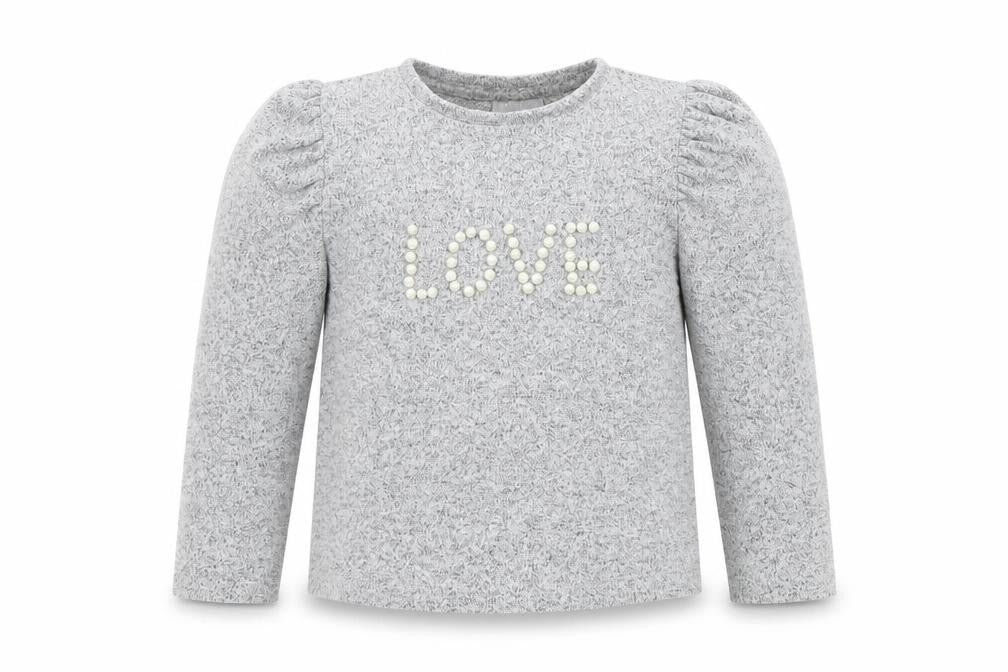 George Girls Grey   Henley Jumper Size 7 Years  - Pearl Detail