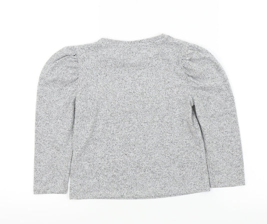 George Girls Grey   Henley Jumper Size 7 Years  - Pearl Detail
