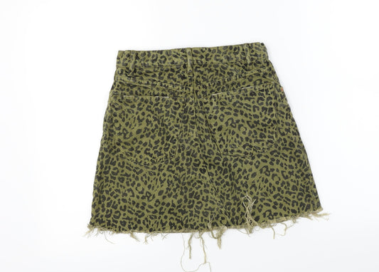 Zara  Womens Green Animal Print  A-Line Skirt Size XS