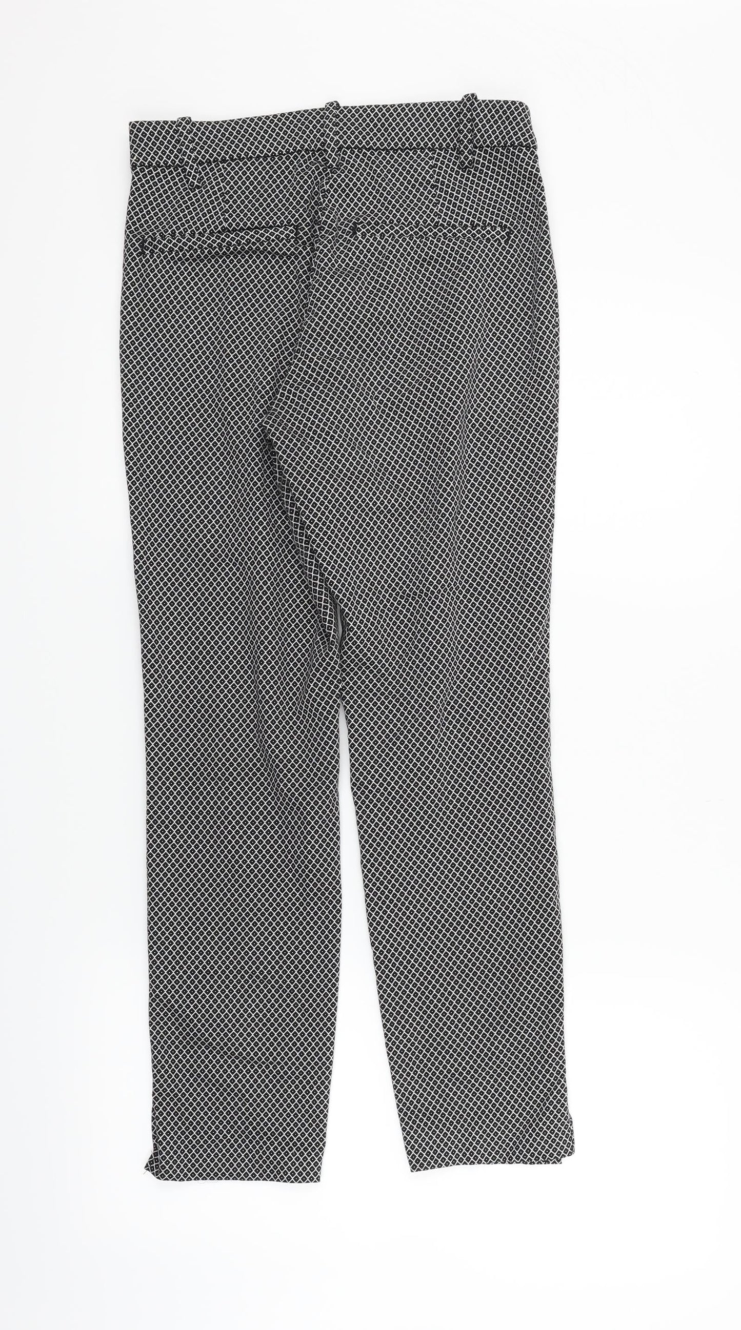 H&M Womens White Geometric  Trousers  Size 8 L23 in