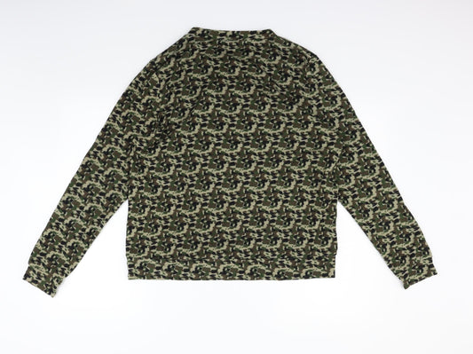 QED London Womens Green Geometric  Pullover Jumper Size L  - heart jewels