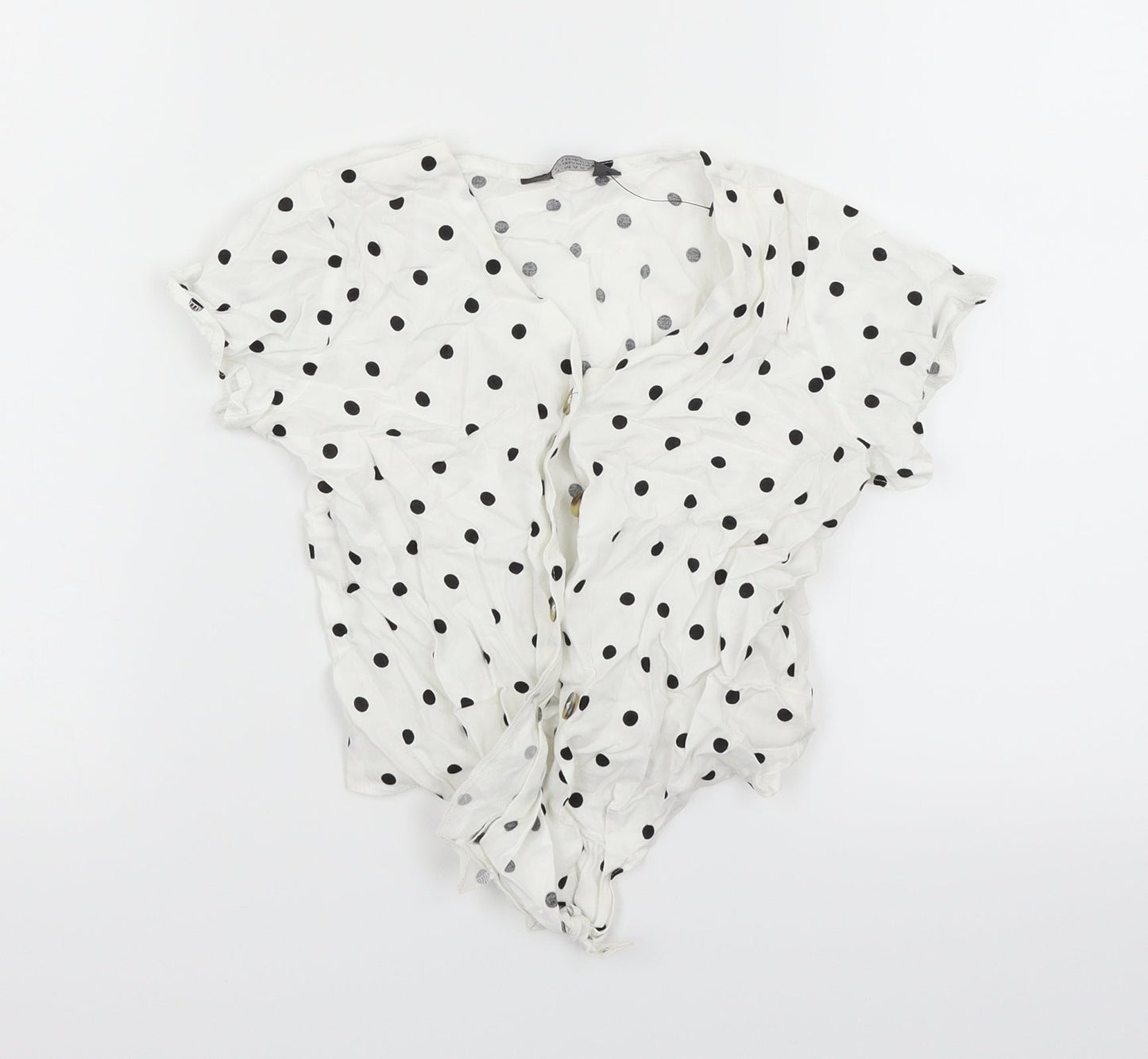 Primark Girls White Polka Dot  Basic Blouse Size 8-9 Years
