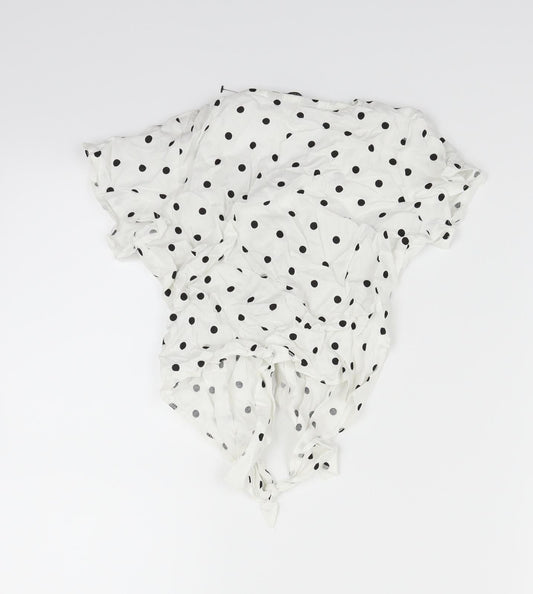 Primark Girls White Polka Dot  Basic Blouse Size 8-9 Years