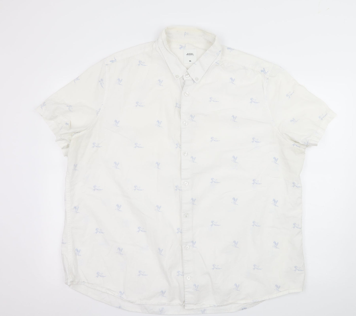 Burton Mens White Geometric   Button-Up Size 2XL  - bird print
