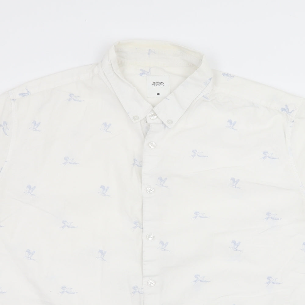 Burton Mens White Geometric   Button-Up Size 2XL  - bird print
