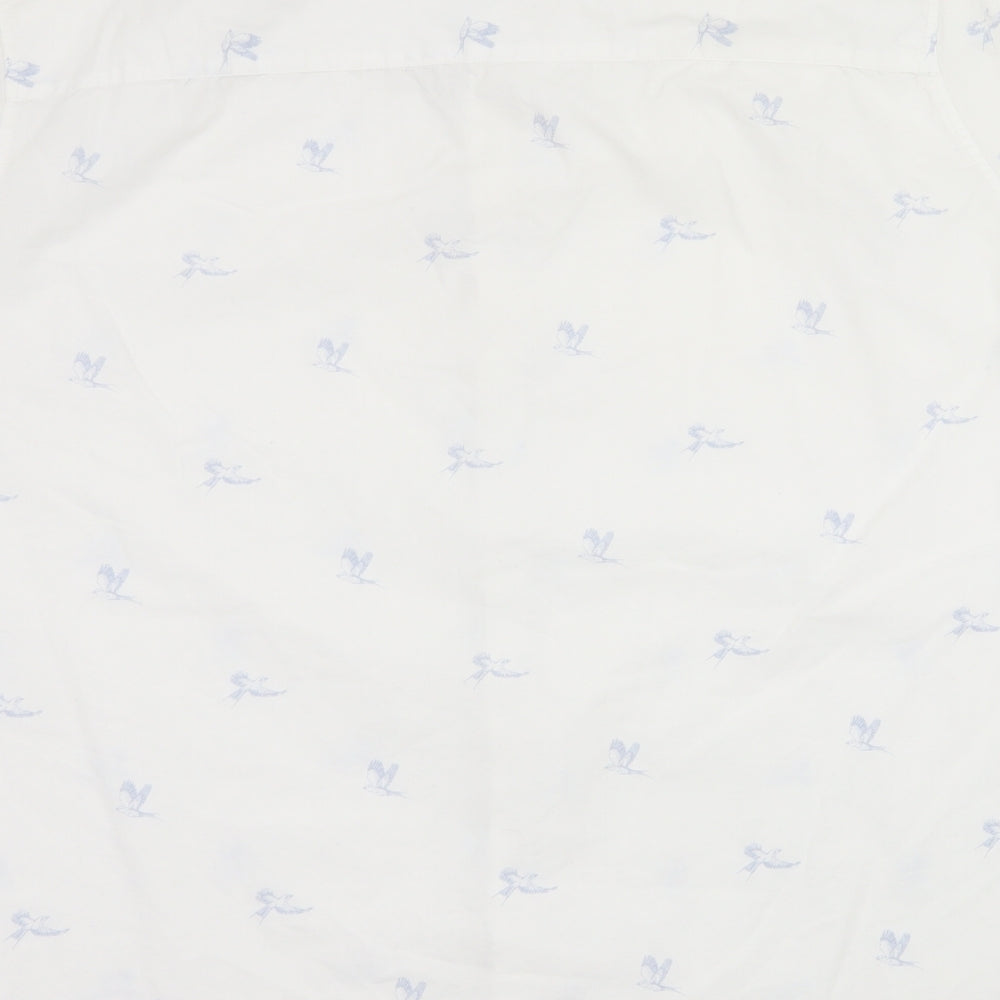 Burton Mens White Geometric   Button-Up Size 2XL  - bird print
