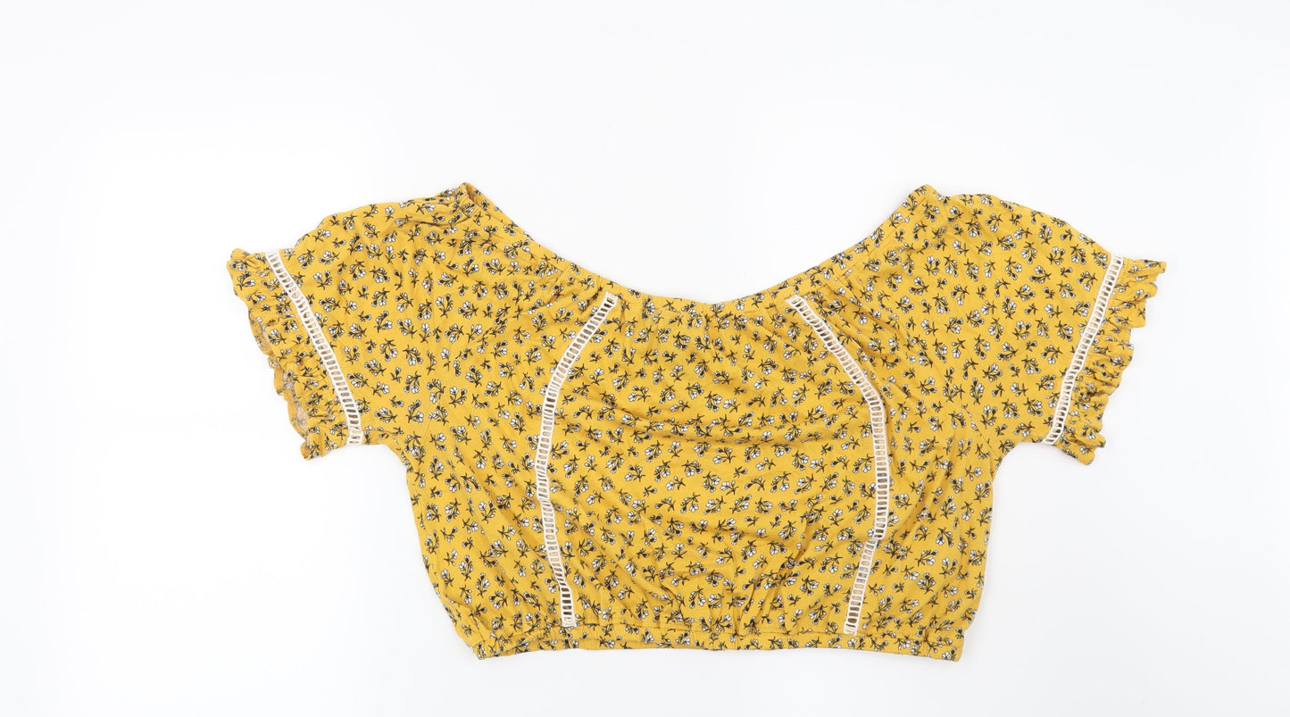 New Look Womens Yellow Floral  Basic Blouse Size 18