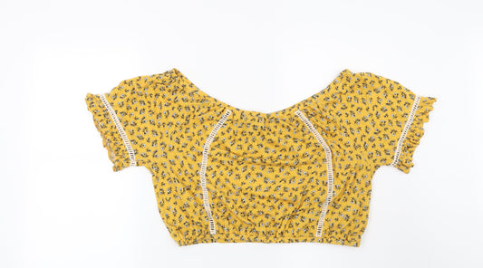 New Look Womens Yellow Floral  Basic Blouse Size 18