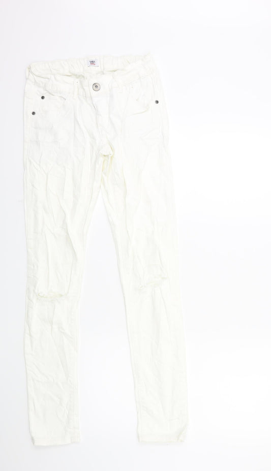 Tumble 'N Dry Womens White  Denim Skinny Jeans Size 14 L30 in