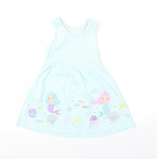bluezoo Girls Blue Polka Dot  Cami Pyjama Top Size 2 Years  - mermaid